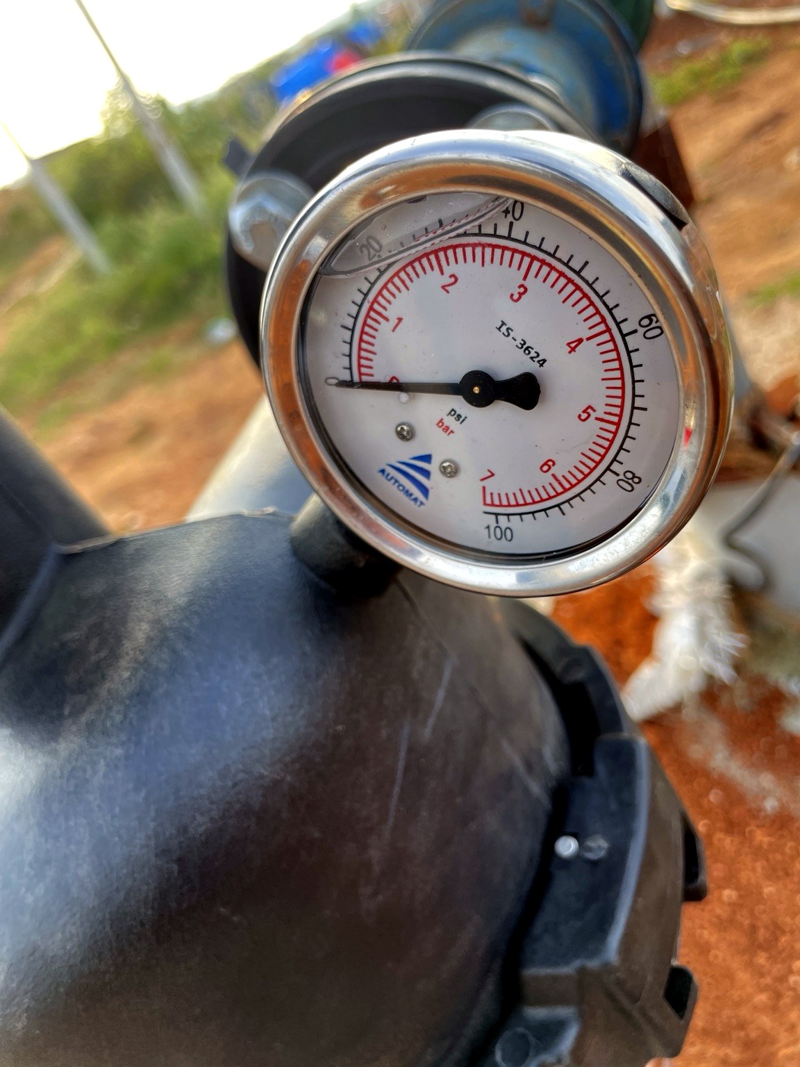 Irrigation pressure gauge at JD Farms