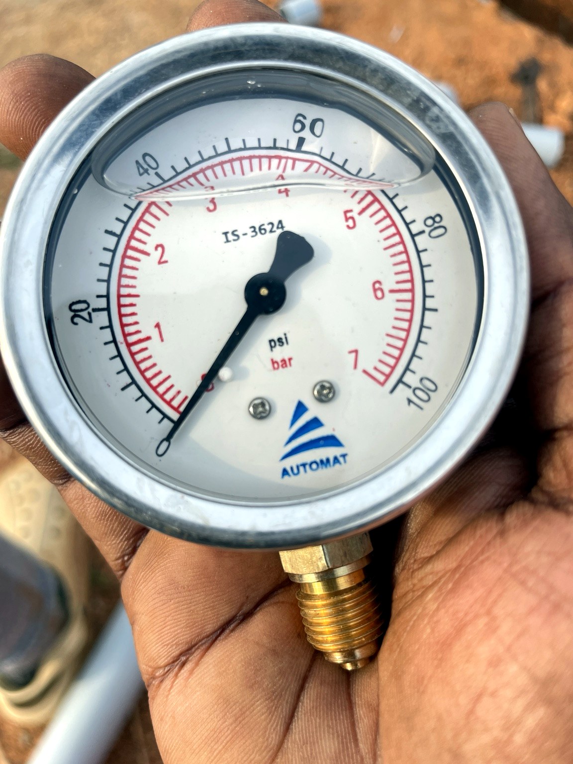 Water pressure gauge used at JD Farms